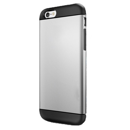Telefon tok, iPhone 6 / 6S hátlaptok, ütésálló, armor, ezüst