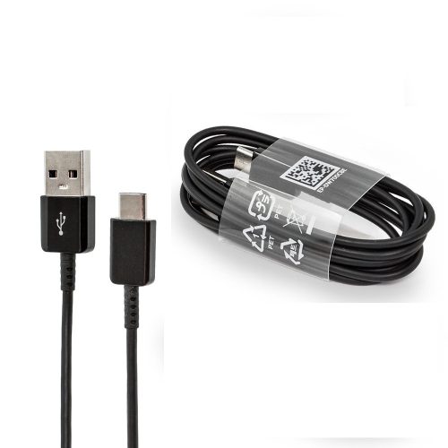 USB-C (Type-C) adatkábel, töltőkábel, USB-USB-C, gyorstöltő, fast charge, fekete, 2A 1.5m, gyári, Samsung EP-DW700CBE