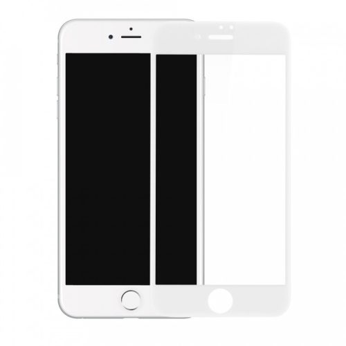 iPhone 7 / 8 / SE 2020 / SE 2022 üvegfólia, tempered glass, előlapi, 9D, edzett, hajlított, fehér kerettel,