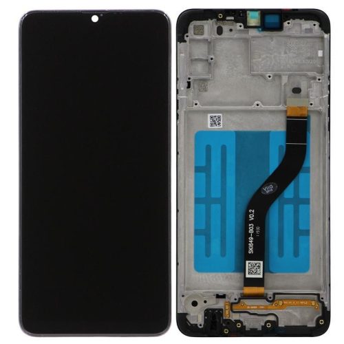 Samsung Galaxy A20s LCD kijelző, érintőpanel, kijelző kerettel, fekete, gyári, SM-A207