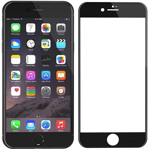 iPhone 6 / 6S üvegfólia, tempered glass, előlapi, 9D, edzett, hajlított, fekete kerettel