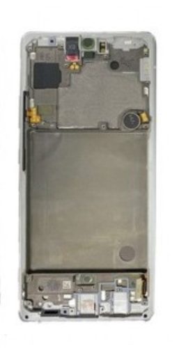 Samsung Galaxy A71 5G LCD kijelző, érintőpanel, ezüst kijelző kerettel, gyári, SM-A716U