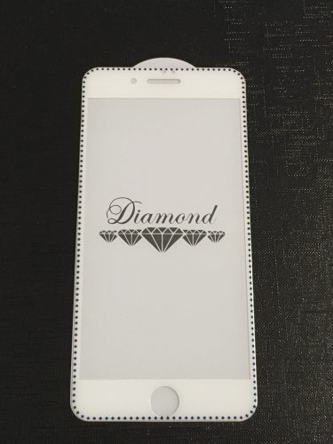 iPhone 7 Plus / 8 Plus üvegfólia, tempered glass, előlapi, 3D, edzett, hajlított, fehér -kék kerettel, Diamond