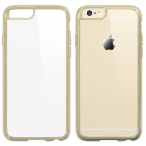   iPhone 6 / 6S hátlaptok, telefon tok, átlátszó, bézs kerettel