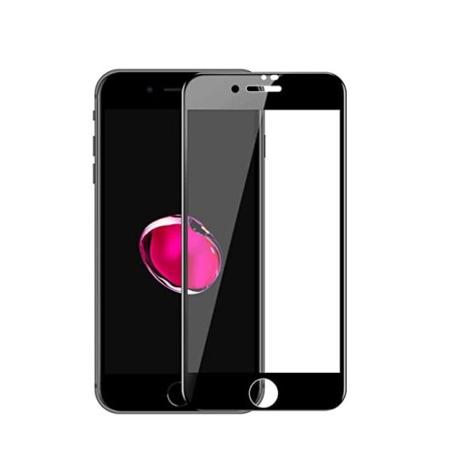 iPhone 7 Plus / 8 Plus üvegfólia, tempered glass, előlapi, 9D, hajlított, edzett, fekete kerettel