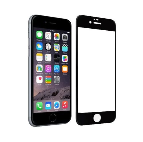 iPhone 6 / 6S üvegfólia, tempered glass, előlapi, 3D, edzett, hajlított, fekete kerettel, TiPX
