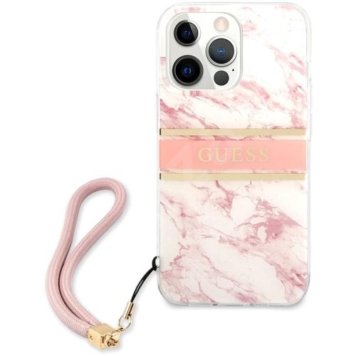 GUESS TPU Marble iPhone 13 Pro rózsaszín márvány mintás hátlap tok, telefon tok