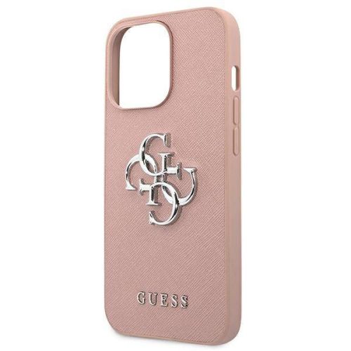 GUESS Saffiano Big 4G Metal logo iPhone 13 Pro rózsaszín hátlap tok, telefon tok