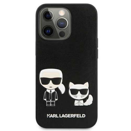 Karl Lagerfeld iPhone 13 Pro Max "Karl and Choupette" mintás fekete hátlap tok