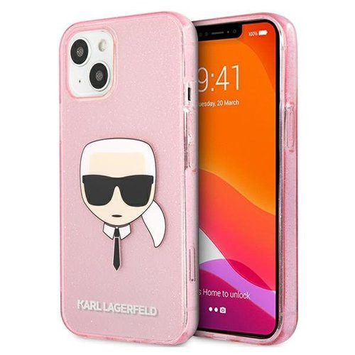 Karl Lagerfeld iPhone 13 Mini "Karl Head" mintás csillámos pink hátlap tok