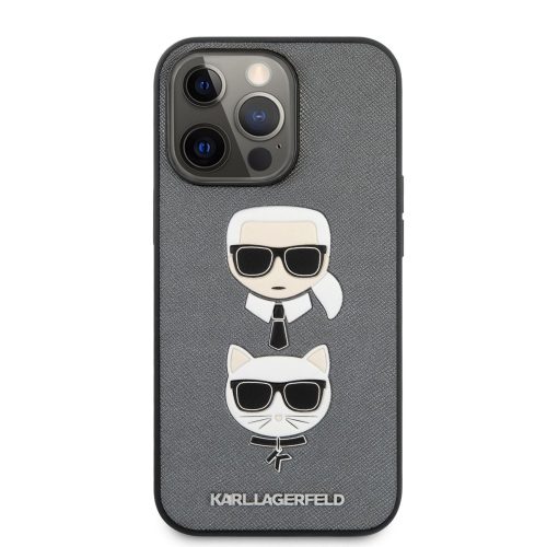 Telefon tok, iPhone 13 hátlap tok, szürke, Karl Lagerfeld