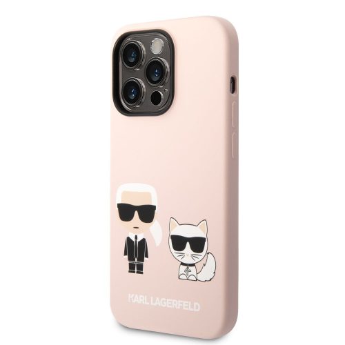 iPhone 14 Pro szilikon tok, hátlap tok, rózsaszín, Karl Lagerfeld, KLHCP14LSSKCI