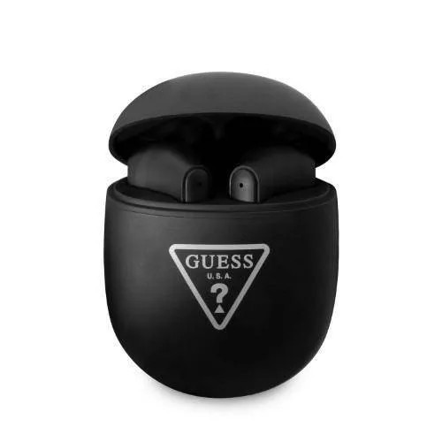 Guess vezeték nélküli fülhallgató, stereo bluetooth headset töltőtokkal, TWS, fekete, Guess Triangle Logo GUTWST82TRK