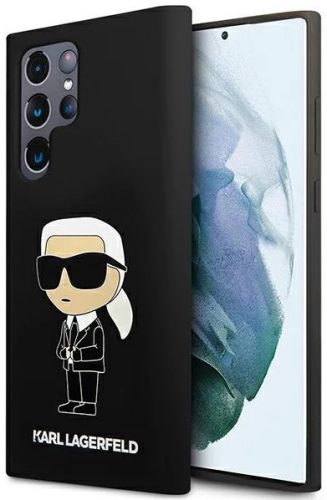 Samsung Galaxy S23 Ultra 5G szilikon tok, hátlap tok, fekete, SM-S918, Karl Lagerfeld, KLHCS23LSNIKBCK