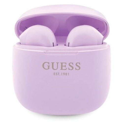 Guess vezeték nélküli fülhallgató, stereo bluetooth headset töltőtokkal, TWS, lila, Guess Script Logo GUTWST26PSU
