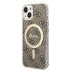 iPhone 13 hátlap tok, MagSafe kompatibilis, Mag Cover, barna, GUESS, GUHMP13MH4STW