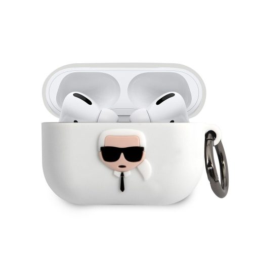 Karl Lagerfeld Airpods Pro "Karl Head" mintás fehér szilikon tok akasztóval