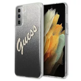   GUESS Vintage Samsung Galaxy S21 Plus 5G (S21+ 5G) ezüst-fekete csillámos hátlap tok 
