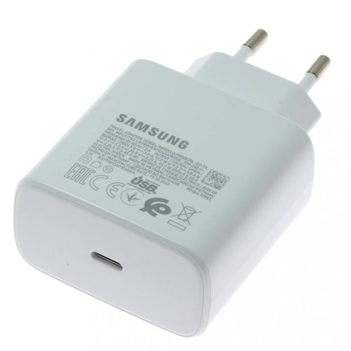 Samsung hálózati töltőfej, adapter, USB-C (Type-C) port, szupergyorstöltő (Super Fast Charging), fehér, 45W, gyári, Samsung EP-TA845EWE