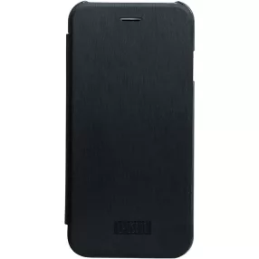   iPhone 6 / 6S könyvtok, fliptok, átlátszó kemény hátlappal, fekete, Lausbub