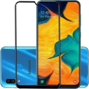   Samsung Galaxy A50 / A30s üvegfólia, tempered glass, előlapi, 9D, hajlított, edzett, fekete kerettel