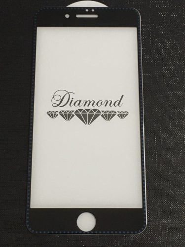 iPhone 7 Plus / 8 Plus üvegfólia, tempered glass, előlapi, 3D, edzett, hajlított, fekete-kék kerettel, Diamond,