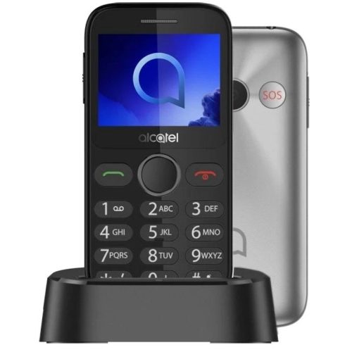 Alcatel 2020X mobiltelefon, fekete-ezüst, kártyafüggetlen, magyar menüs, nagygombos, időseknek