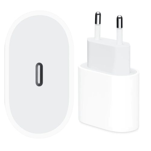 Apple hálózati töltőfej, adapter, Type-C port, gyári, fehér, 20W - iPhone 11 / 12 / 13 / 14 / 15