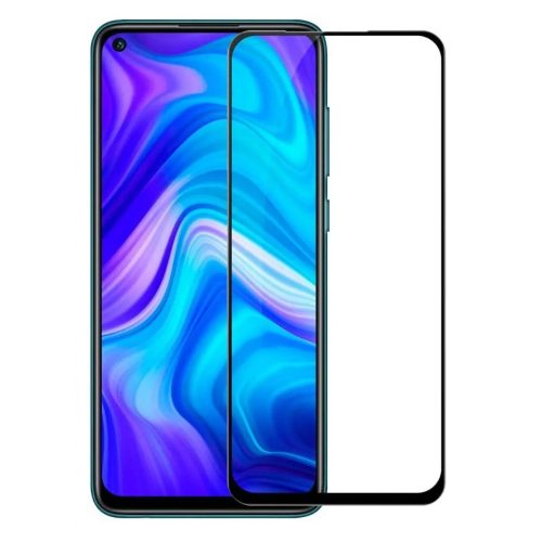 Xiaomi Redmi Note 9 üvegfólia, tempered glass, előlapi, 3D, edzett, hajlított, fekete kerettel, MDX