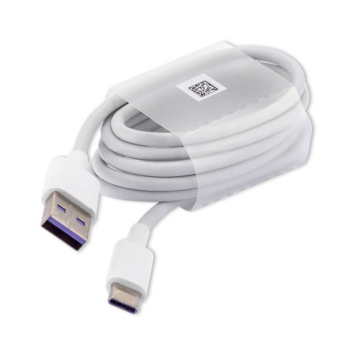 USB-C (Type-C) adatkábel, töltőkábel, USB-USB-C, supercharge, fehér, 5A 1m, gyári, Huawei HL1289