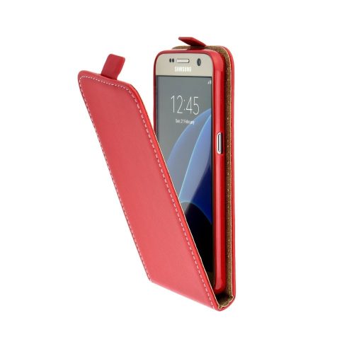 Samsung Galaxy Core 2 SM-G355 fliptok, telefon tok, szilikon keretes, piros