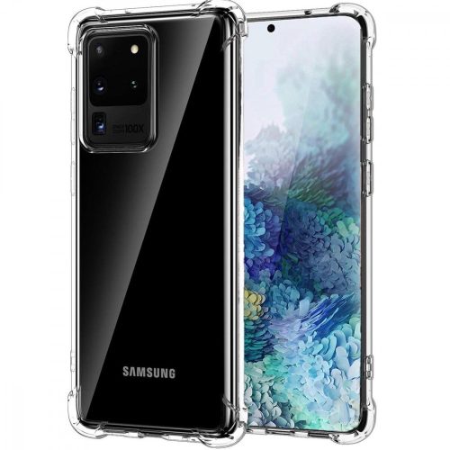 Samsung Galaxy S20 Ultra 5G szilikon tok, hátlaptok, telefon tok, erősített sarkokkal, átlátszó, Anti Shock, 0,5mm