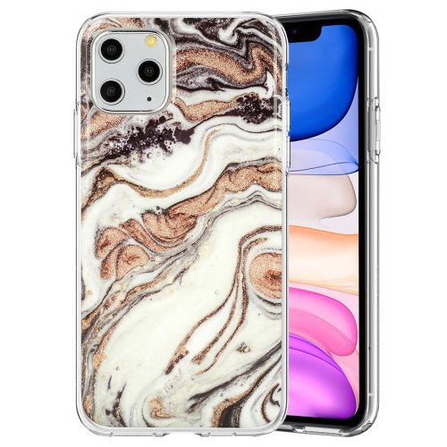 iPhone 12 Mini hátlaptok, telefon tok, kemény, márvány mintás, Marble Glitter Design 1
