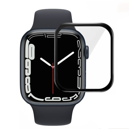 Apple Watch 4/5/6/SE 40mm üvegfólia fekete kerettel, PMMA, akril, 9H, edzett, teljes felületen feltapad, Akril Full Glue