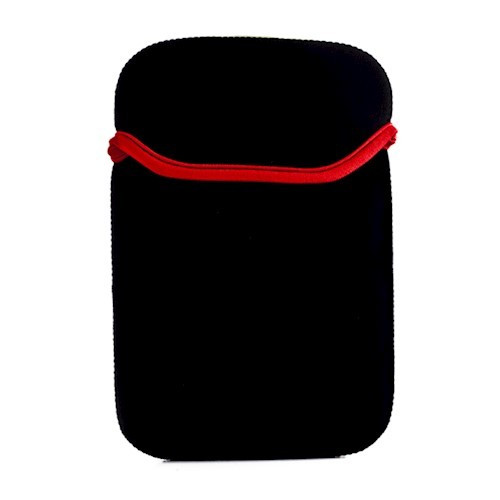 Univerzális 7 colos tablet tok, belebújtatós, neopren, fekete-piros