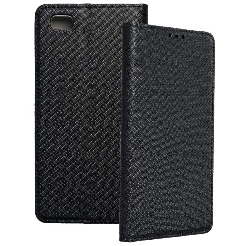 Huawei P8 Lite könyvtok, fliptok, telefon tok, mágneszáras, szilikon keretes, fekete (K)
