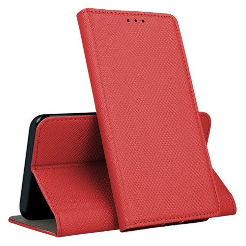 Huawei P9 Lite könyvtok, fliptok, telefon tok, mágneszáras, szilikon keretes, piros