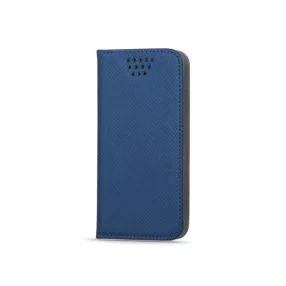   Univerzális 4,7"-5,3" könyvtok, fliptok, bankkártyatartós, mágneszáras, ragasztós, sötétkék