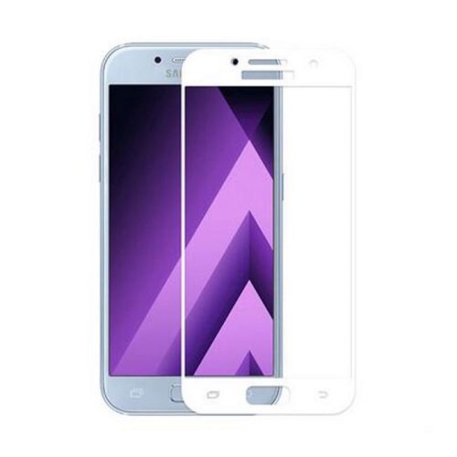 Samsung Galaxy A3 2017 üvegfólia, tempered glass, előlapi, 3D, edzett, hajlított, fehér kerettel, Forever