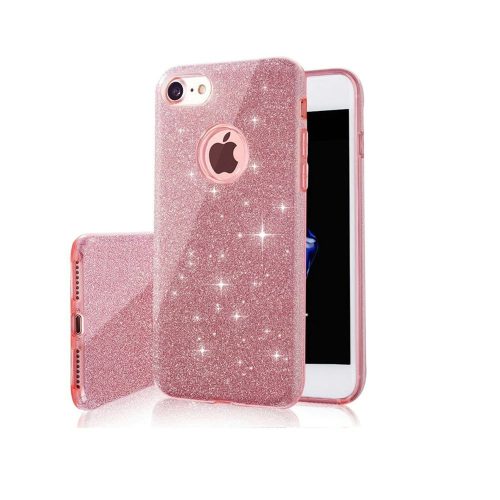 iPhone XR szilikon tok, hátlaptok, telefon tok, csillámos, rózsaszín, Glitter