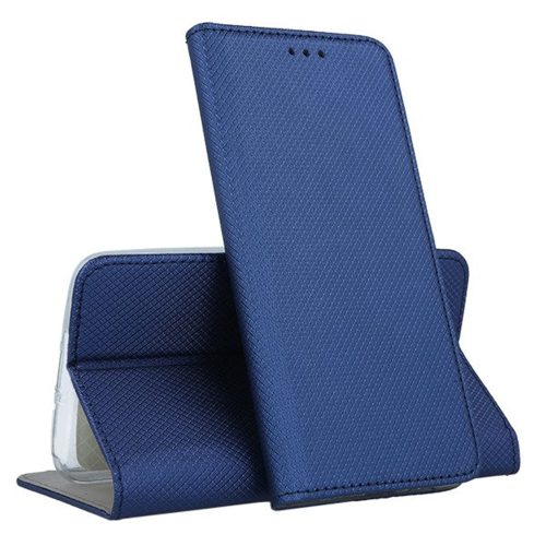 Samsung Galaxy J4 Plus könyvtok, fliptok, telefon tok, mágneszáras, szilikon keretes, sötétkék