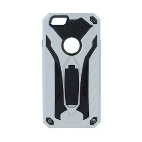   Samsung Galaxy J6 Plus hátlap tok, telefon tok, kitámasztható, ütésálló, ezüst, Defender Stand