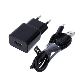   Hálózati töltőfej, adapter + Micro usb adatkábel, töltőkábel, 1m 1A, fekete, Maxlife MXTC-01