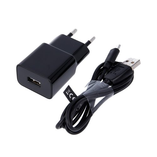 Hálózati töltőfej, adapter + Micro usb adatkábel, töltőkábel, 1m 1A, fekete, Maxlife MXTC-01