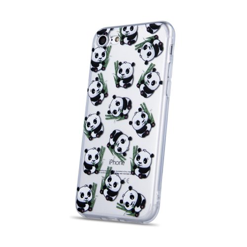 iPhone XS Max szilikon tok, hátlaptok, telefon tok, panda mintás, átlátszó