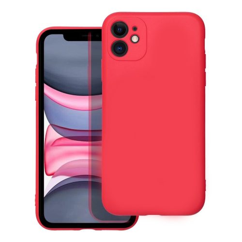 iPhone 11 szilikon tok, hátlaptok, telefon tok, velúr belsővel, matt, piros, Silicon