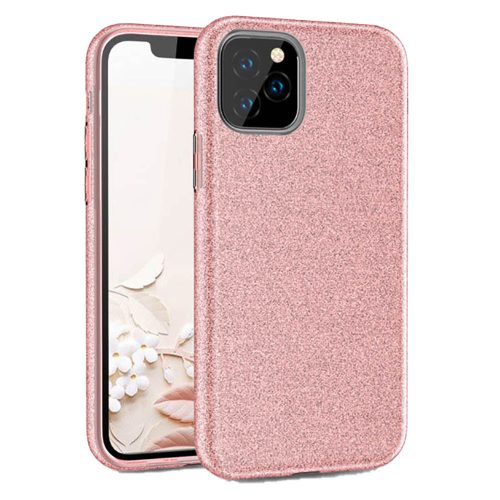 iPhone 11 Pro szilikon tok, hátlaptok, telefon tok, csillámos, pink, Glitter