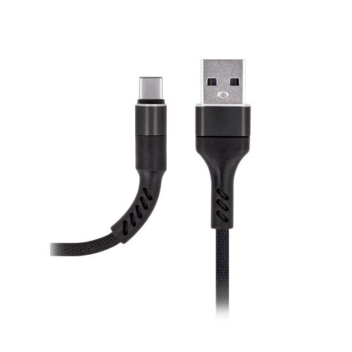 USB-C (Type-C) adatkábel, töltőkábel, USB-USB-C, szövet bevonat, fekete, 1m 2A, Maxlife MXUC-01