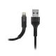 iPhone adatkábel, töltőkábel, iPhone 8pin, lightning, szövet bevonat, fekete, 2A 1m, Maxlife MXUC-01