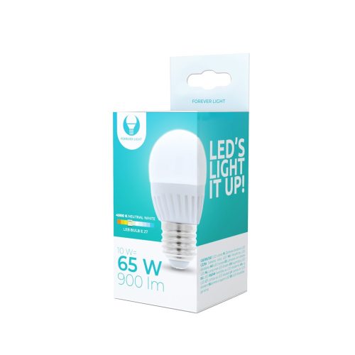 LED izzó E27 / G45, 10W, 4500K, 900lm, semleges fehér fény, Forever Light